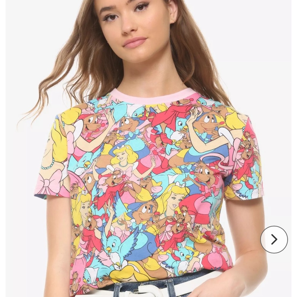 3X Cakeworthy Disney Cinderella Characters Allover Print T-Shirt